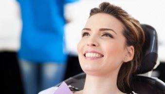 Smiling woman during dental checkup