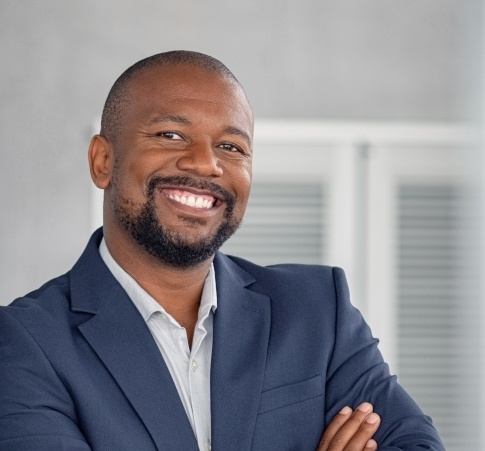 Man sharing smile after restroative dentistry